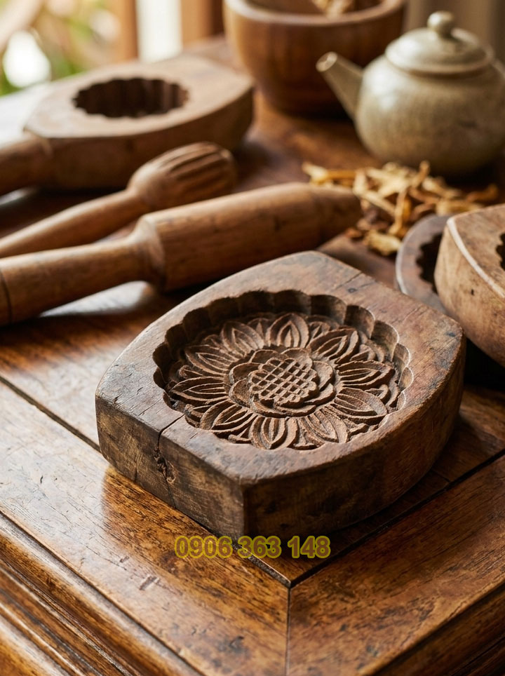 Khuôn bánh Trung Thu gỗ Kim Tín khắc